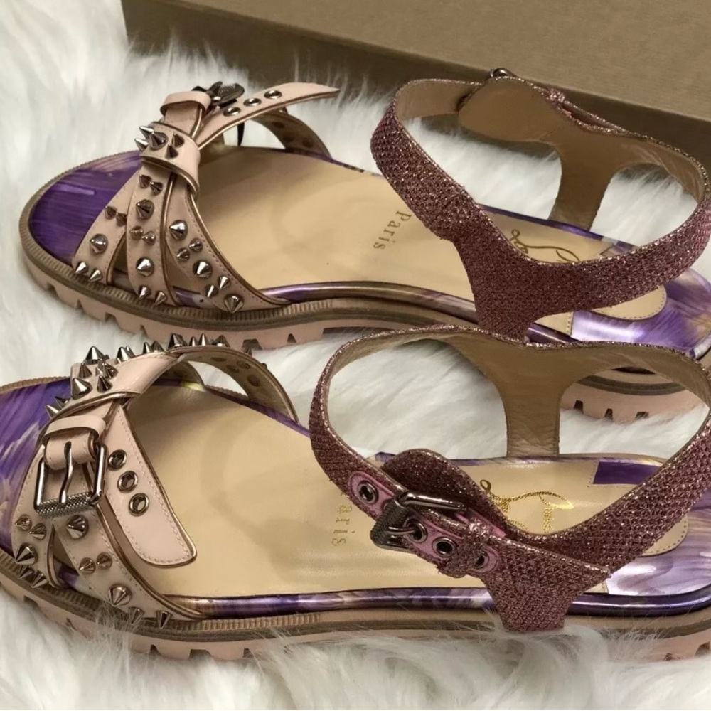 Christian Louboutin Pink Sandals with Intricate Straps